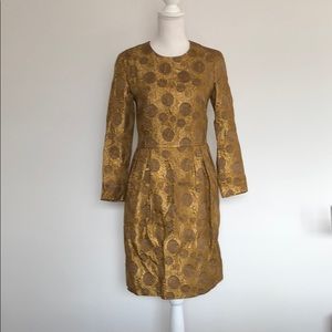 Dries Van Noten gold polka dot party dress.
